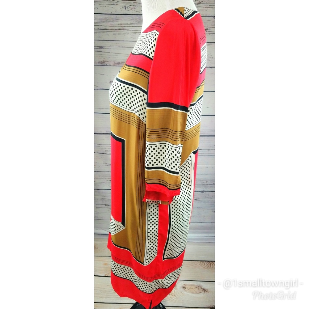 Mango geometric midi tunic dress orange/gold M - Picture 2 of 7